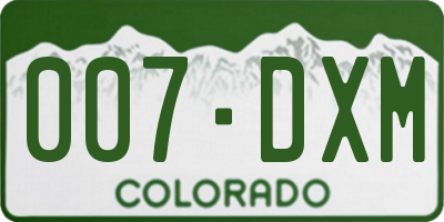 CO license plate 007DXM