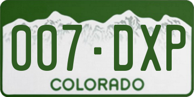 CO license plate 007DXP