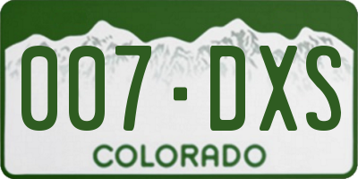 CO license plate 007DXS
