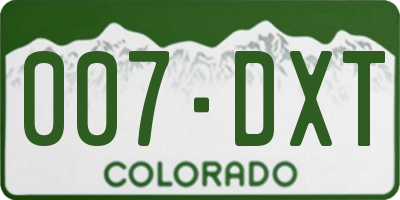 CO license plate 007DXT
