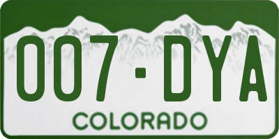 CO license plate 007DYA