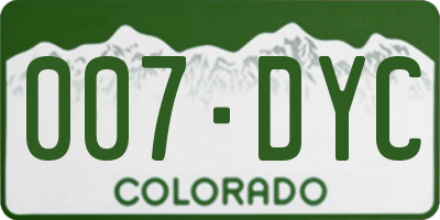 CO license plate 007DYC