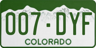 CO license plate 007DYF