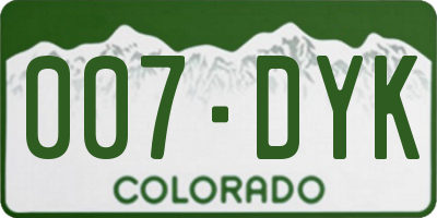 CO license plate 007DYK