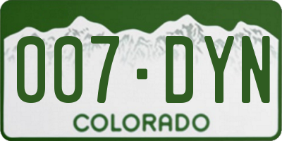CO license plate 007DYN