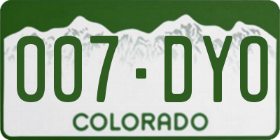 CO license plate 007DYO