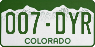 CO license plate 007DYR