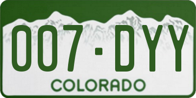 CO license plate 007DYY