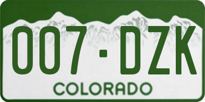CO license plate 007DZK