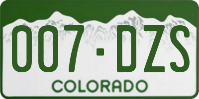 CO license plate 007DZS