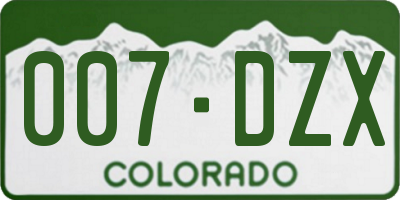 CO license plate 007DZX