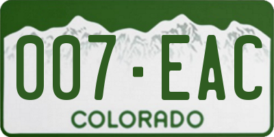 CO license plate 007EAC