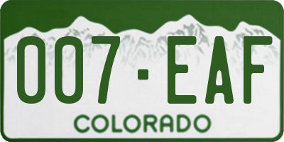 CO license plate 007EAF