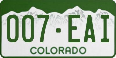 CO license plate 007EAI