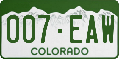 CO license plate 007EAW