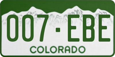 CO license plate 007EBE