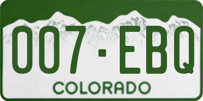 CO license plate 007EBQ