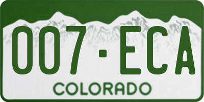 CO license plate 007ECA