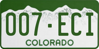 CO license plate 007ECI