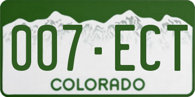 CO license plate 007ECT