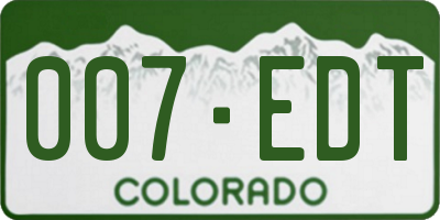 CO license plate 007EDT