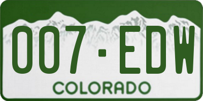 CO license plate 007EDW