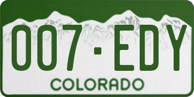 CO license plate 007EDY