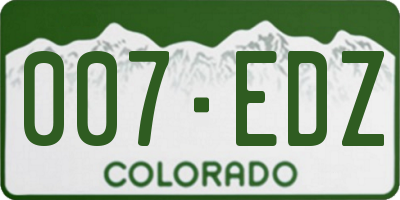 CO license plate 007EDZ