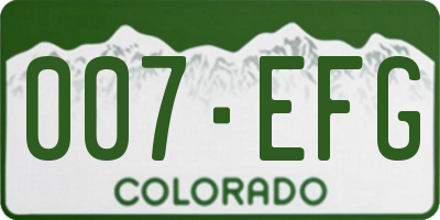 CO license plate 007EFG
