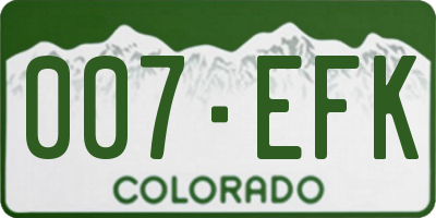CO license plate 007EFK