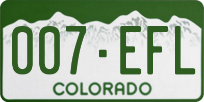 CO license plate 007EFL