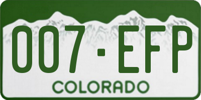 CO license plate 007EFP