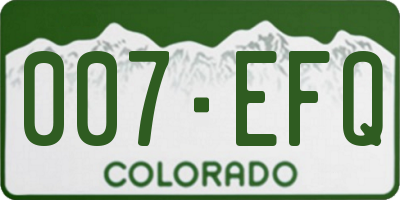 CO license plate 007EFQ