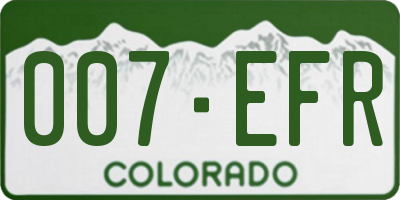 CO license plate 007EFR