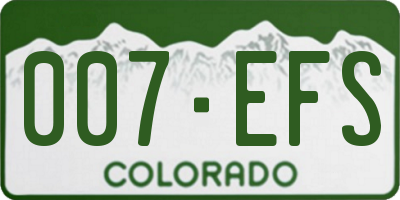 CO license plate 007EFS
