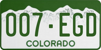CO license plate 007EGD
