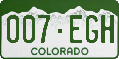 CO license plate 007EGH
