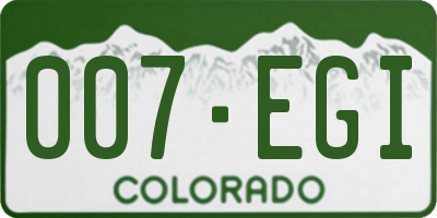 CO license plate 007EGI