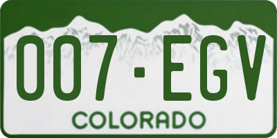 CO license plate 007EGV