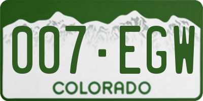 CO license plate 007EGW