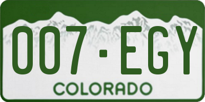 CO license plate 007EGY