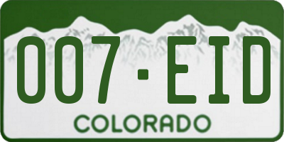 CO license plate 007EID