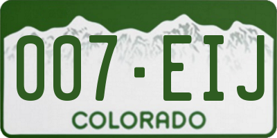 CO license plate 007EIJ