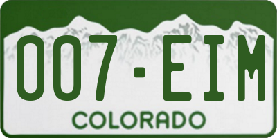 CO license plate 007EIM