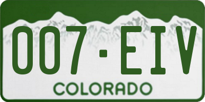 CO license plate 007EIV