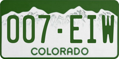 CO license plate 007EIW