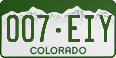 CO license plate 007EIY