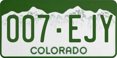 CO license plate 007EJY