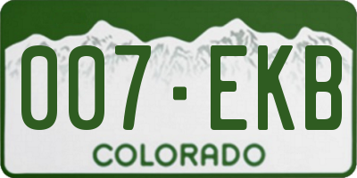 CO license plate 007EKB