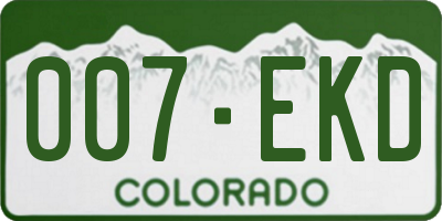 CO license plate 007EKD